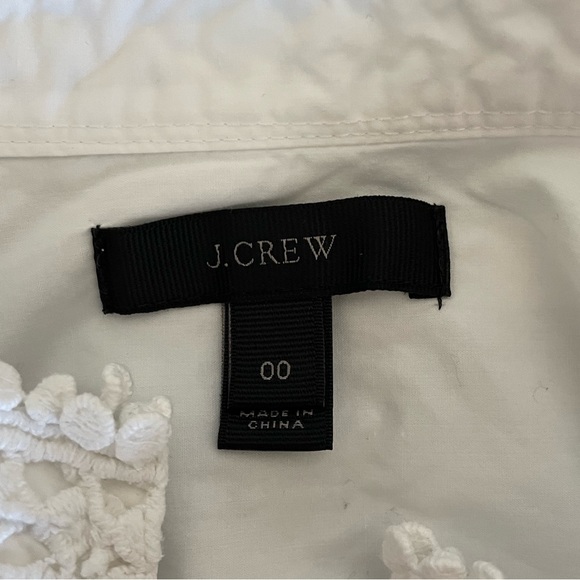 J. Crew White Cotton and Lace Blouse Size 00 - Picture 4 of 8